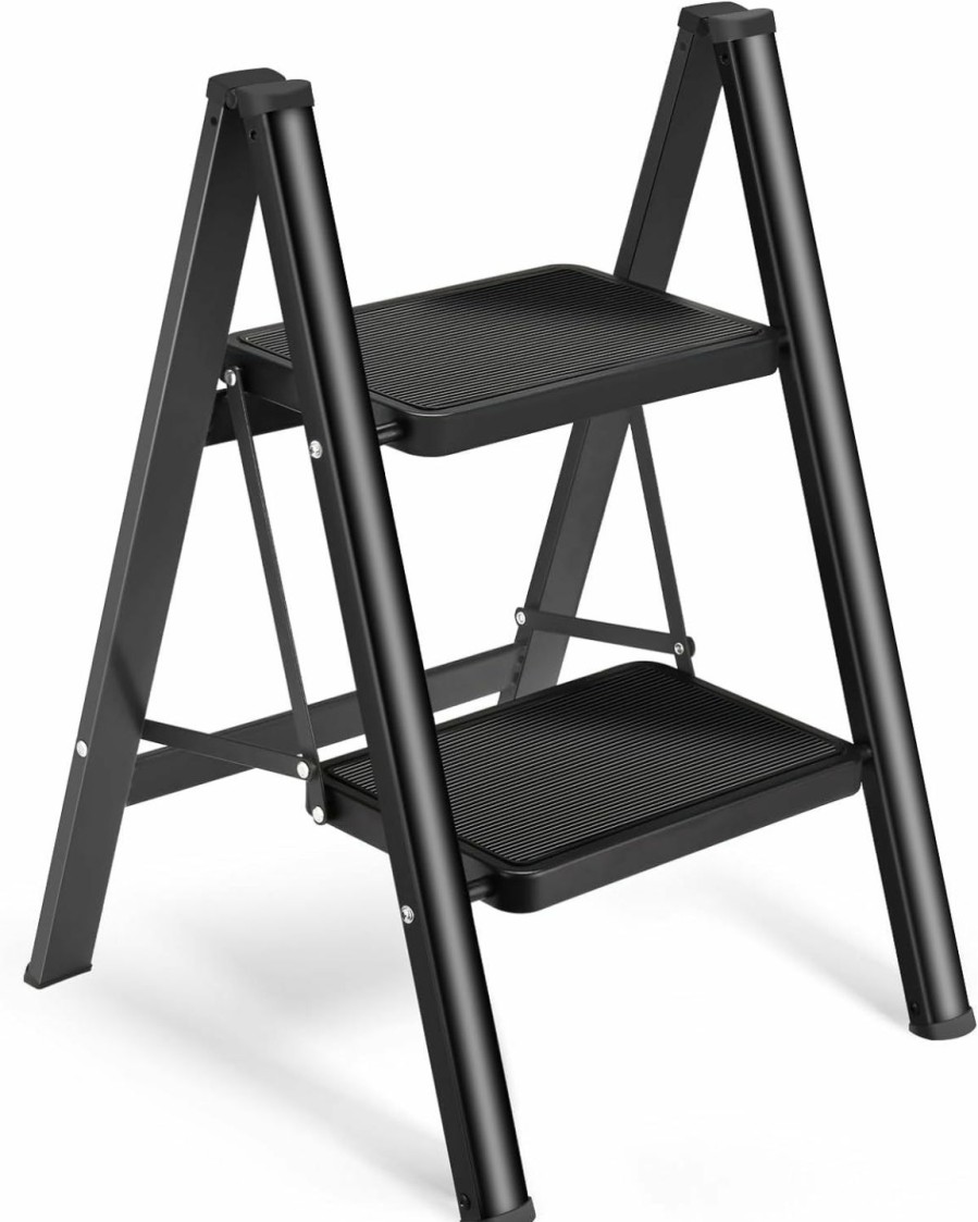 Home Improvement HBTower | Hbtower 3 Step Ladder Lightweight Folding Step Stool Wide Anti-Slip Pedal 330 Lbs Capacity Household Office Portable Stepladder,Black