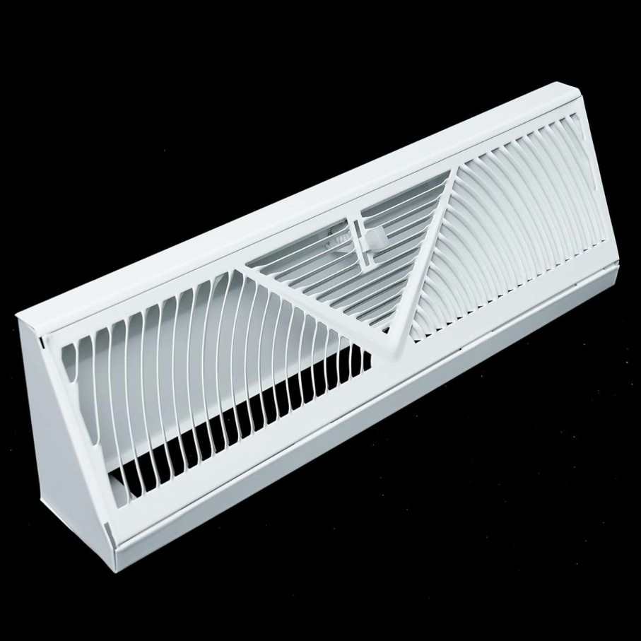 Home Improvement Handua | Handua 15\" Corner Baseboard Return Air Grille | Round Type Air Flow Design | Register Vent Cover Grill | Adjustable Lever For Air Flow Control |White