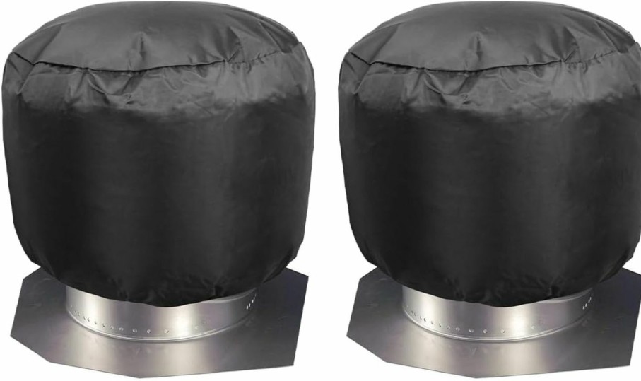 Home Improvement Luxiv | Turbine Vent Cover 2 Pack, Luxiv Roof Ventilator Cover Heavy Duty Turbine Ventilator Protector Shield Waterproof 420D Oxford Cloth Black (20D X 20W)