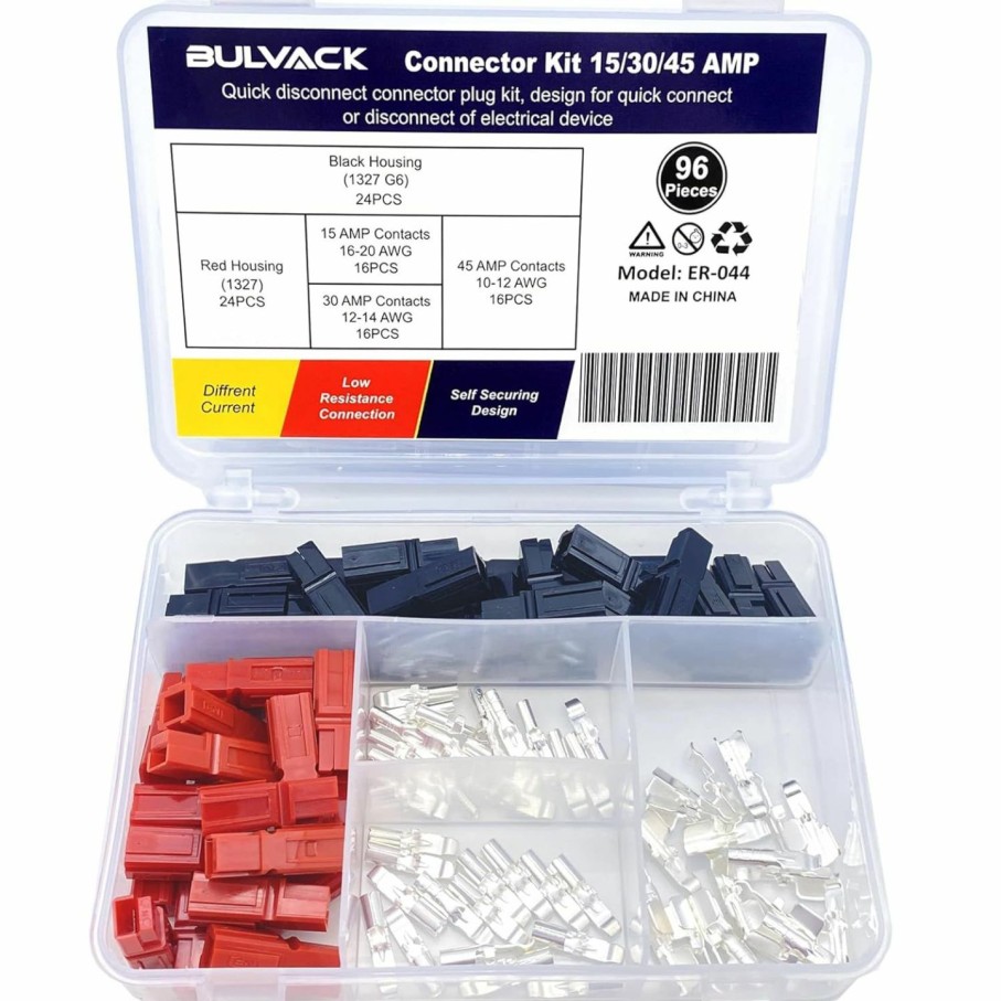 Home Improvement BULVACK | Bulvack 96 Pcs 15/30/45 Amp Power Connectors Assortment Kit, Quick Disconnect Battery Connector Modular Terminals Connectors, Awg10-20