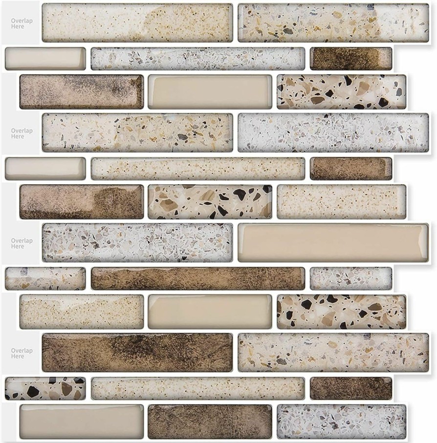 Home Improvement Art3d | Art3D Peel And Stick Brick Kitchen Backsplash Self-Adhesive Wall Tile Stone Design, 10 Sheets (Brown)