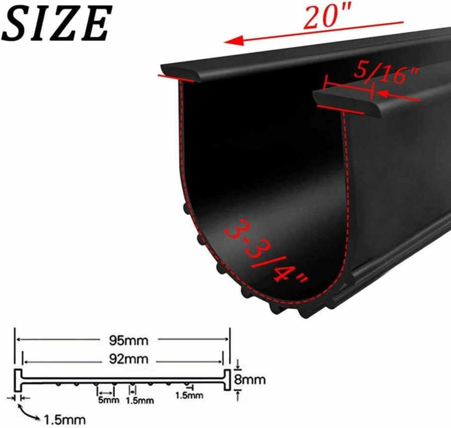 Home Improvement DGSL | Garage Door U-Bottom Weather Stripping Rubber Seal Strip Replacement, Weatherproofing Universal Sealing Professional Grade T Rubber,5/16\" T Ends, 3 3/4\" Width Black (20 Ft)